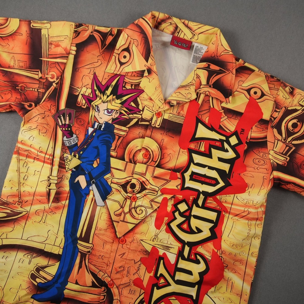 Y2K Yu-Gi-Oh! Yami Yugi Egyptian Summer Button Front Shirt Kids S 8 Anime